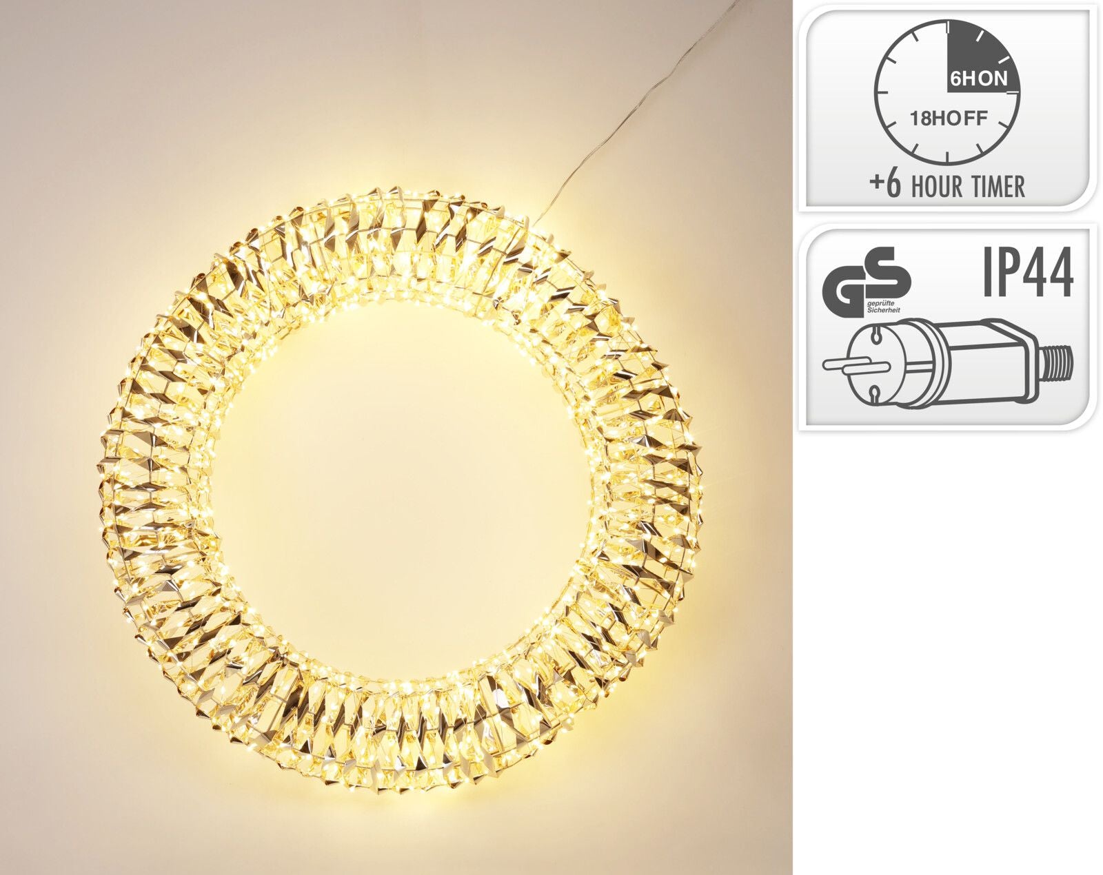 Corona luminosa a LED, 960 LED, 58 cm, colore oro