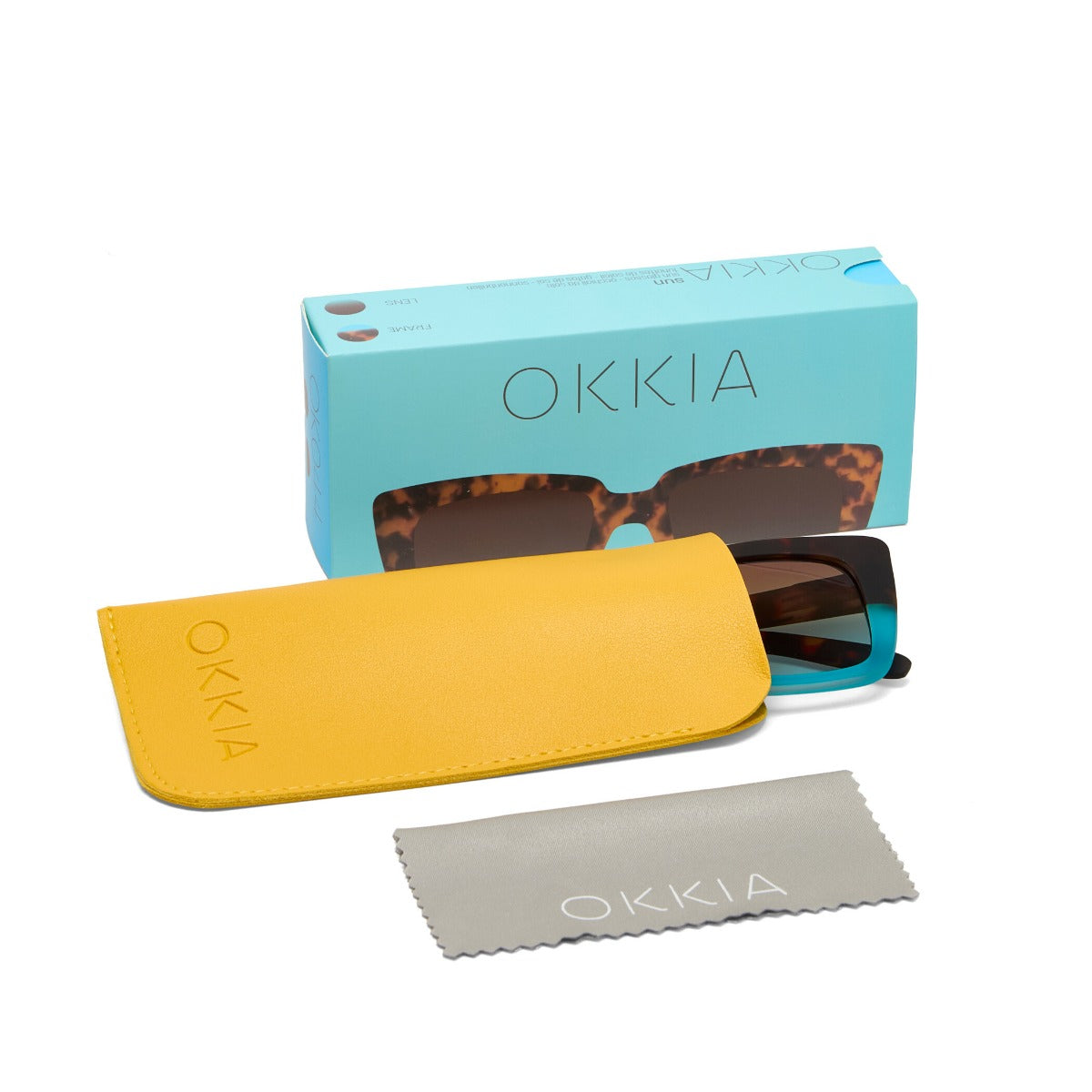 OCCHIALE DA SOLE MODELLO ELBA HAVANA E BLUE OKKIA