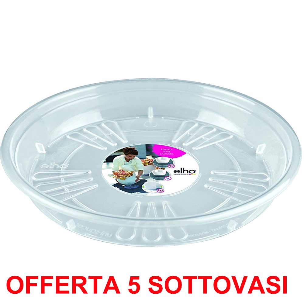 OFFERTA 5 SOTTOVASO TRASPARENTE UNI-SAUCER ROUND 18CM