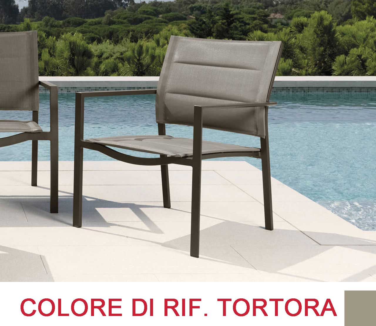 SALOTTO DA GIARDINO TOUCH IN ACCIAIO E TEXTILENE TORTORA