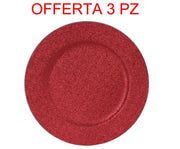 OFFERTA 3 SOTTOPIATTO GLITTER ROSSO 33CM