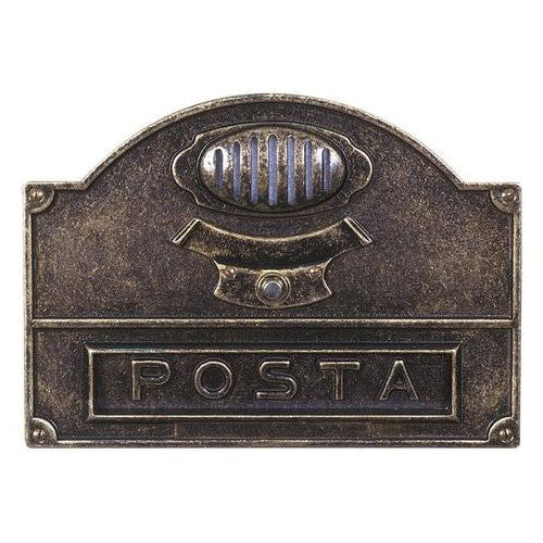 PLACCA BUCALETTERE ALUBOX, SERIE A5, DA INCASSO 34X24,5CM OTTONE BRUNITO