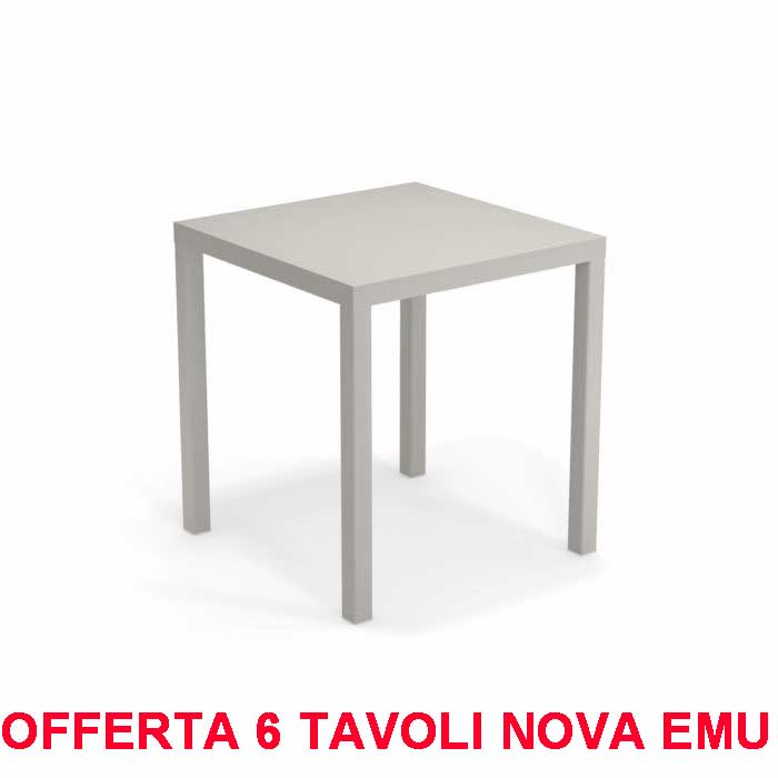 OFFERTA 6 TAVOLI NOVA 70X70 CEMENTO