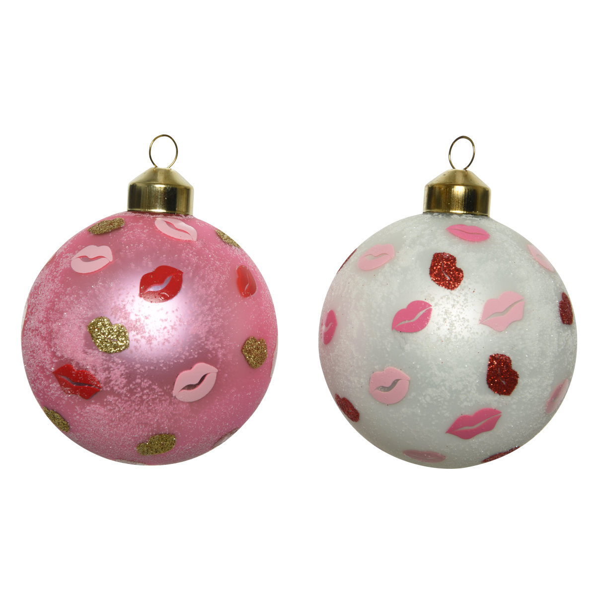 1 PALLINA CON DECORAZIONI BACI ROSSETTO 8CM ASSORTITA