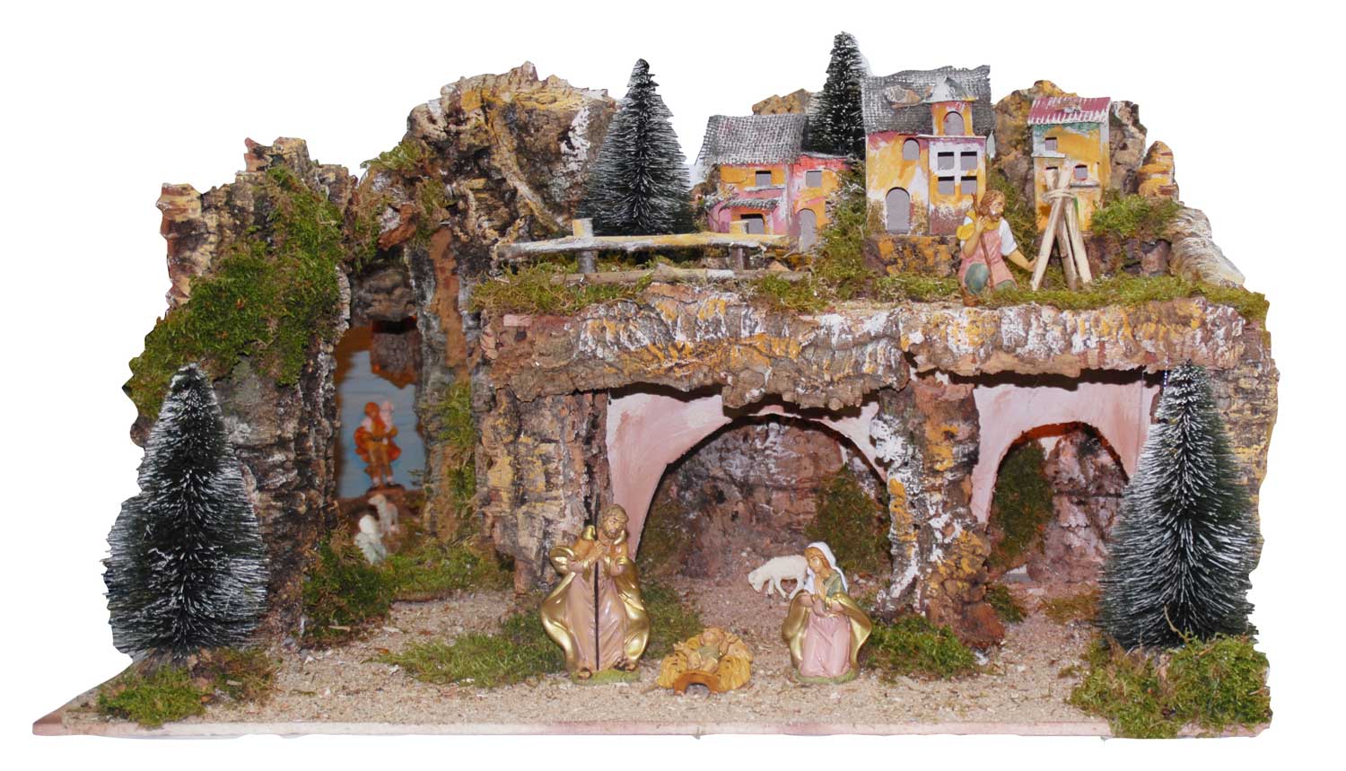 PAESAGGIO CON LUCI  78X49X45CM + 8 STATUINE