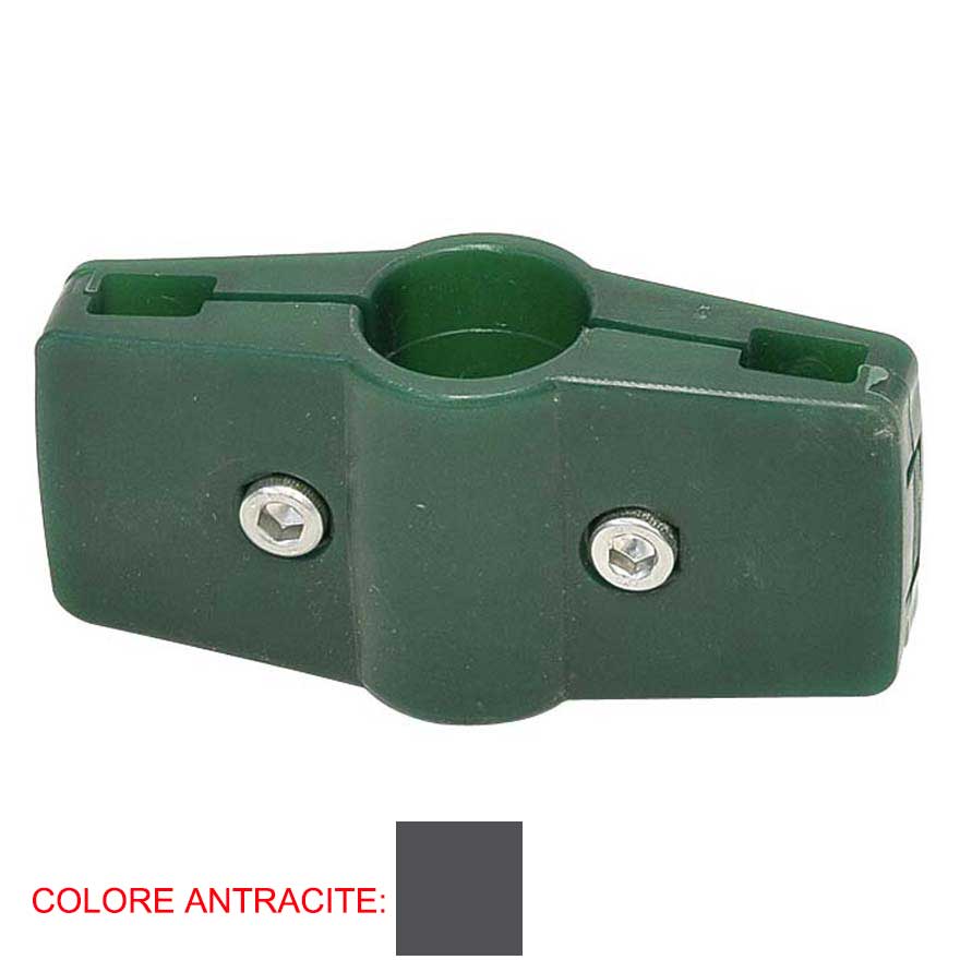 4 MORSETTI ANTRACITE DOPPI DI SUPPORTO PER PALO Ø25MM