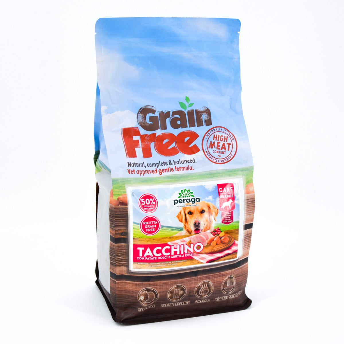 CROCCHETTE PERAGA GRAIN FREE PER CANE ADULTO TAGLIA GRANDE 2KG TACCHINO