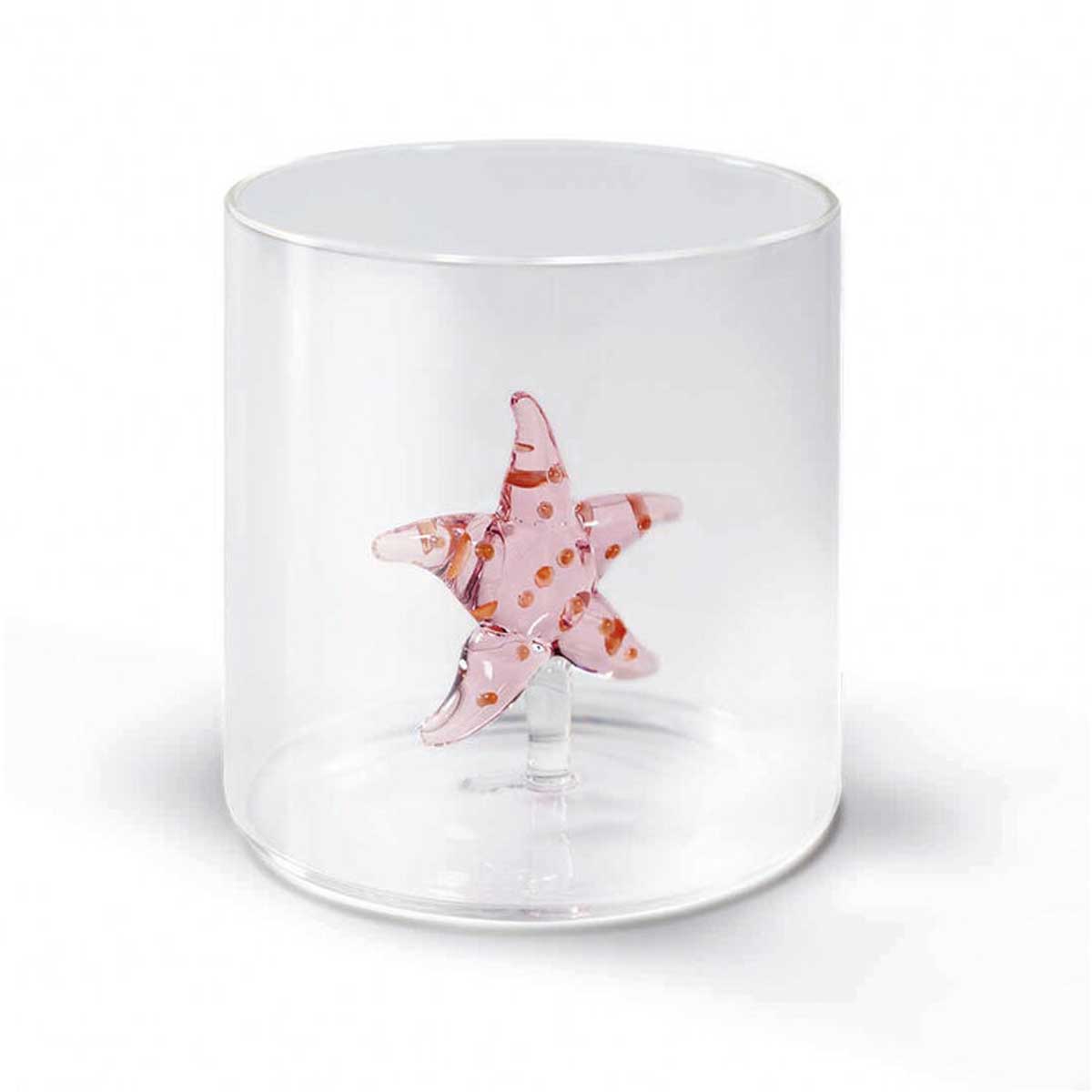 BICCHIERE DA ACQUA STELLA MARINA ROSA IN VETRO SOFFIATO