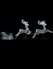 SET 2 RENNE CON SLITTA 120LED BIANCO GHIACCIO