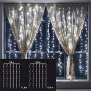 SET 2 TENDE PER FINESTRE  50X120CM 144 LED BIANCO CALDO A BATTERIA