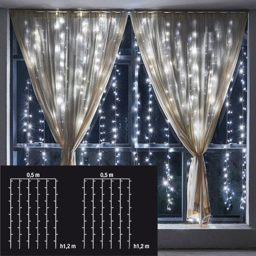 SET 2 TENDE PER FINESTRE  50X120CM 144 LED MULTICOLOR A BATTERIA
