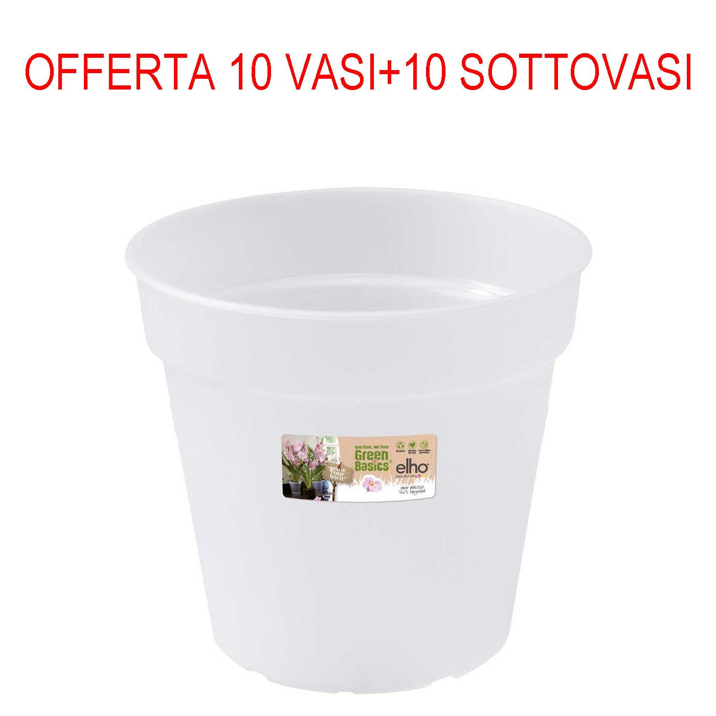 10 VASI PER ORCHIDEE Ø13CM+SOTTOVASI TRASPARENTI OPACHI