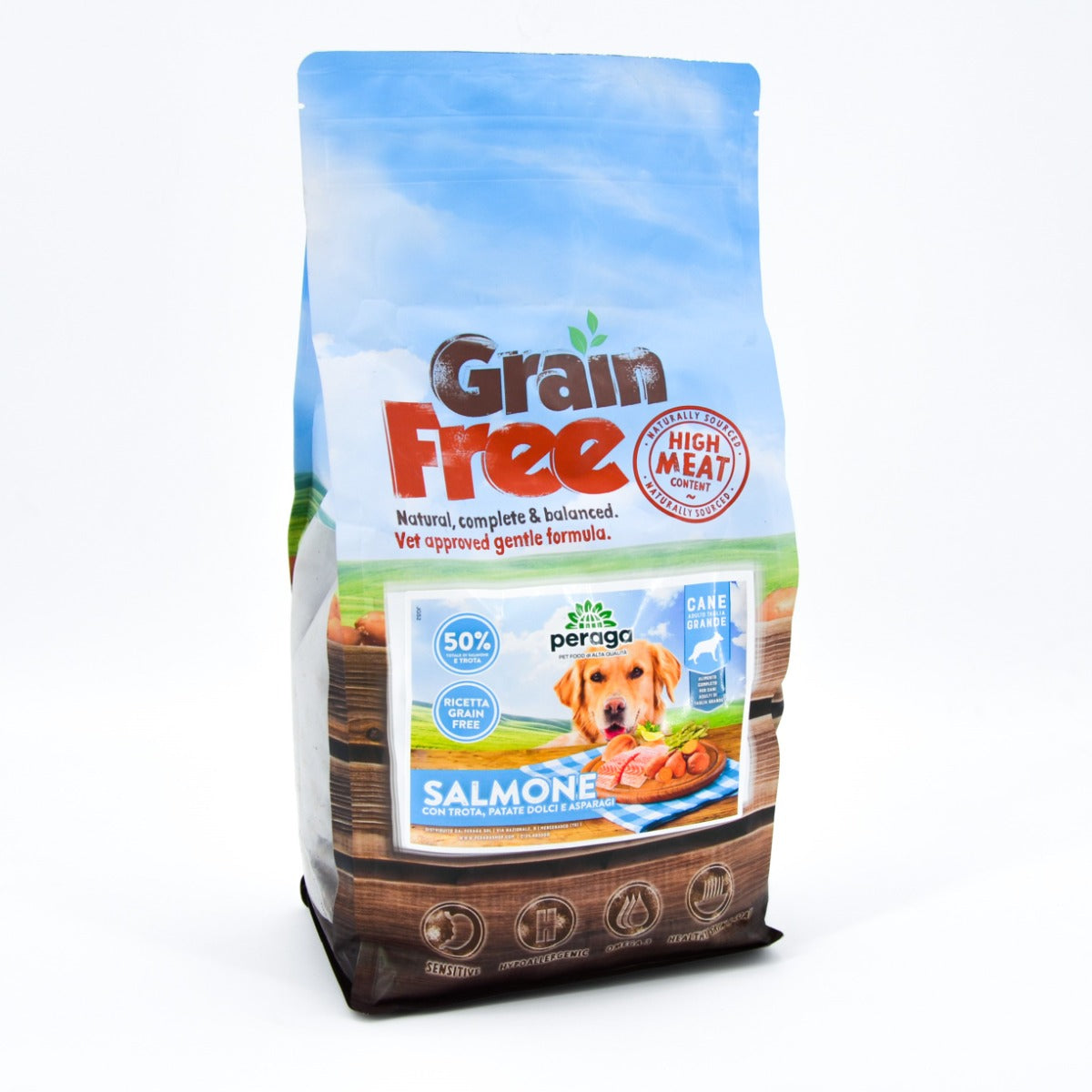 CROCCHETTE PERAGA GRAIN FREE PER CANE ADULTO TAGLIA GRANDE 2KG SALMONE