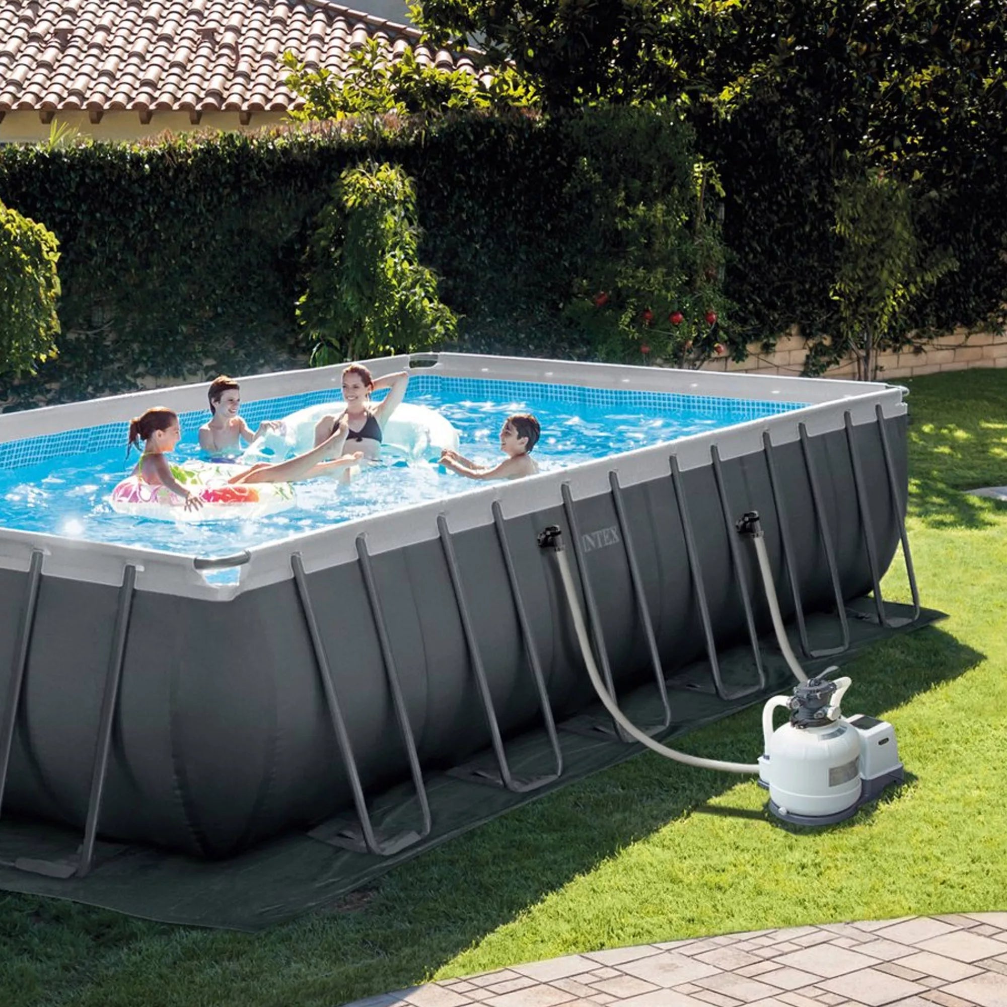 Piscina Rettangolare Ultra XTR Frame 732cm x 366cm x 132cm Antracite Intex