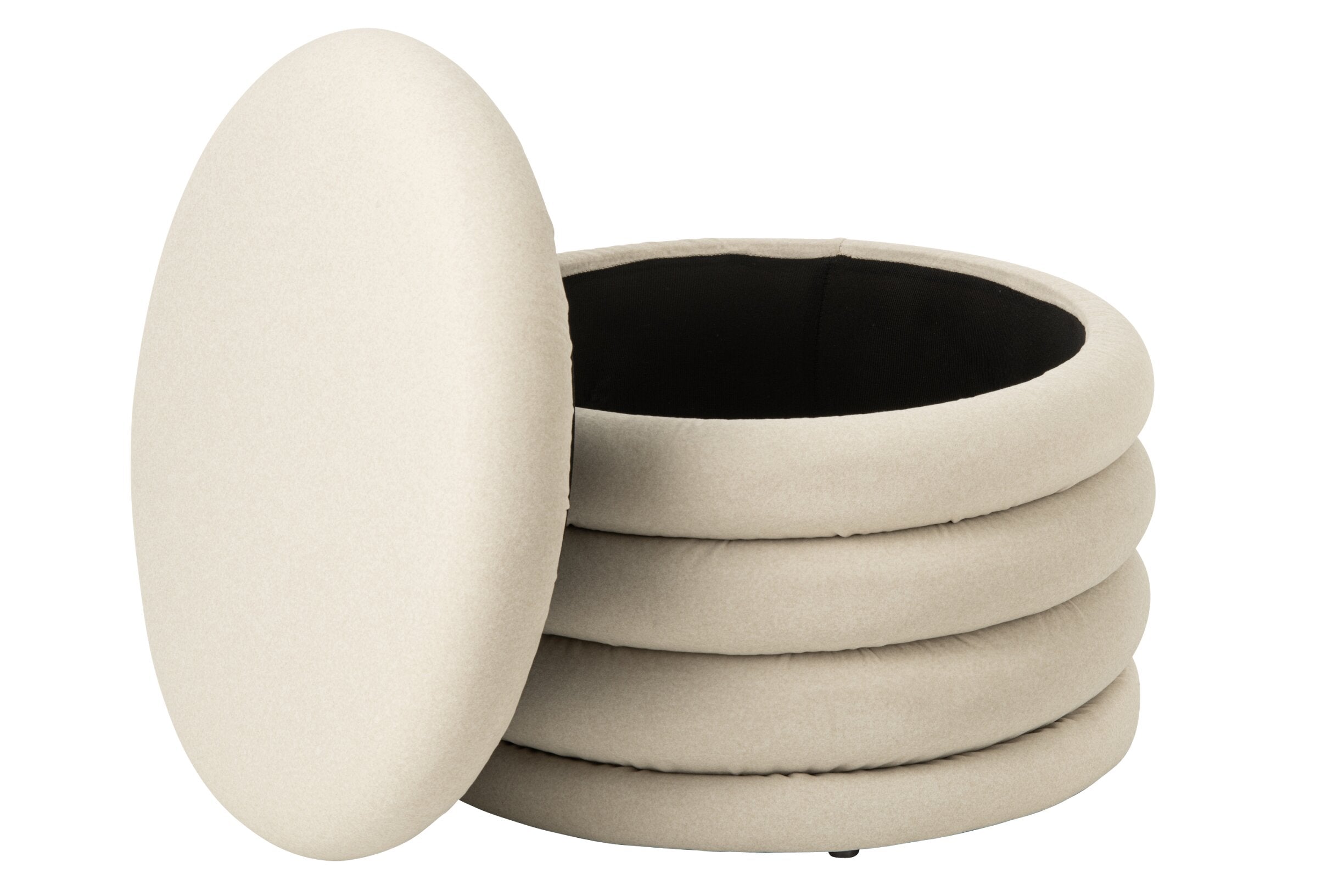 Pouf Mich Compensato Tessuto Ecru 59x59x40 cm 266284
