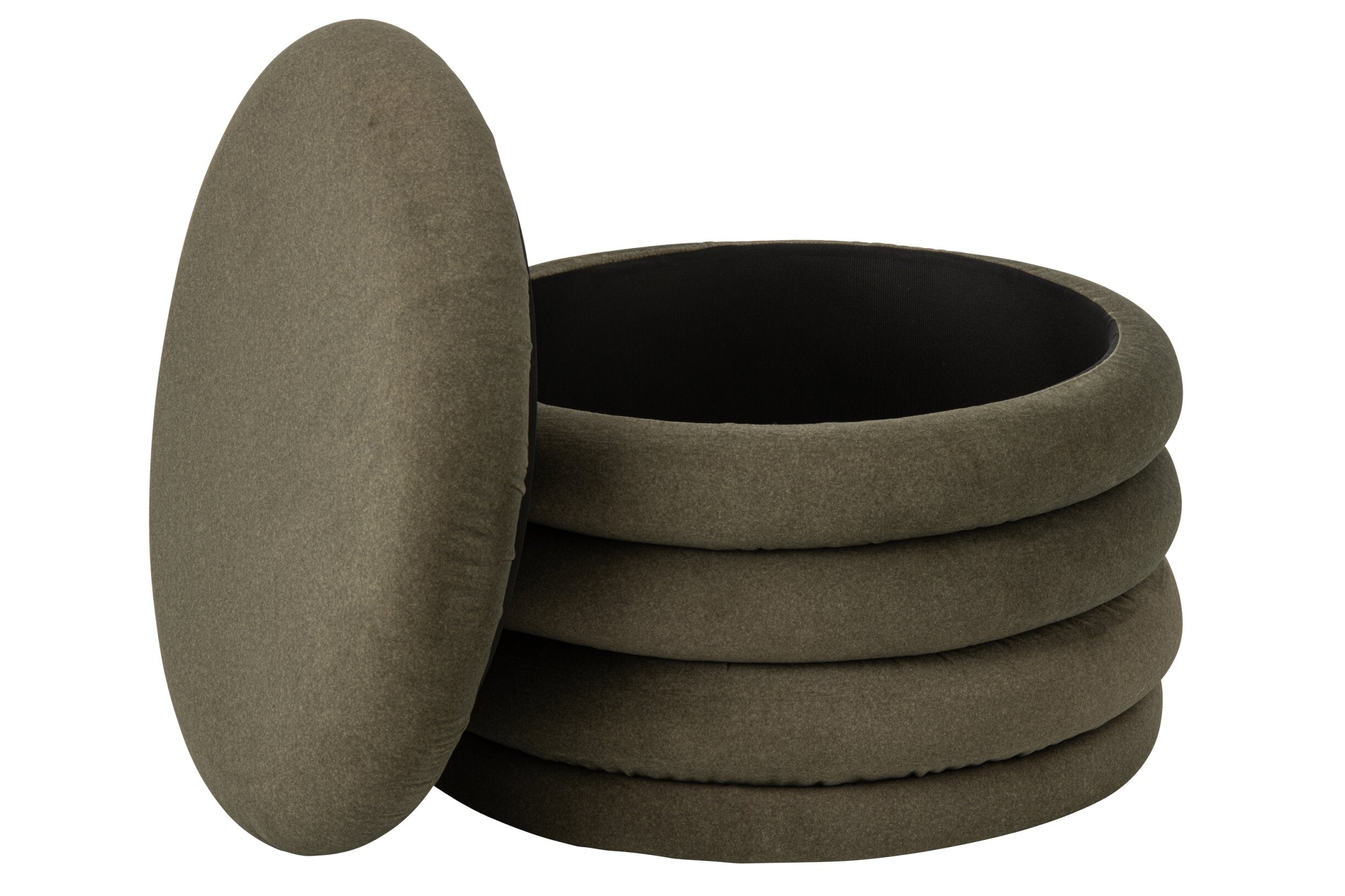 Pouf Mich Compensato Tessuto D59cm H40cm Verde Scuro