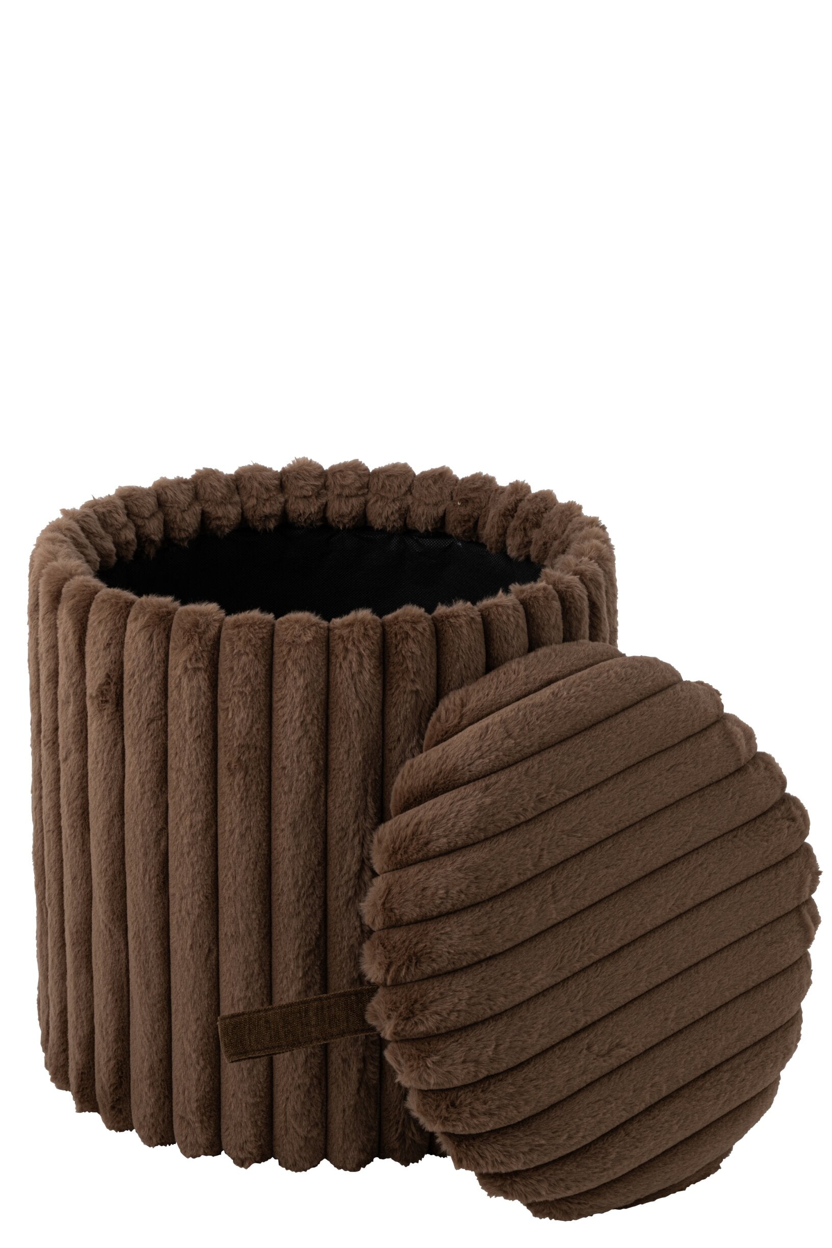 Pouf con Coperchio A Costa Mdf 40x40x42 cm Marrone