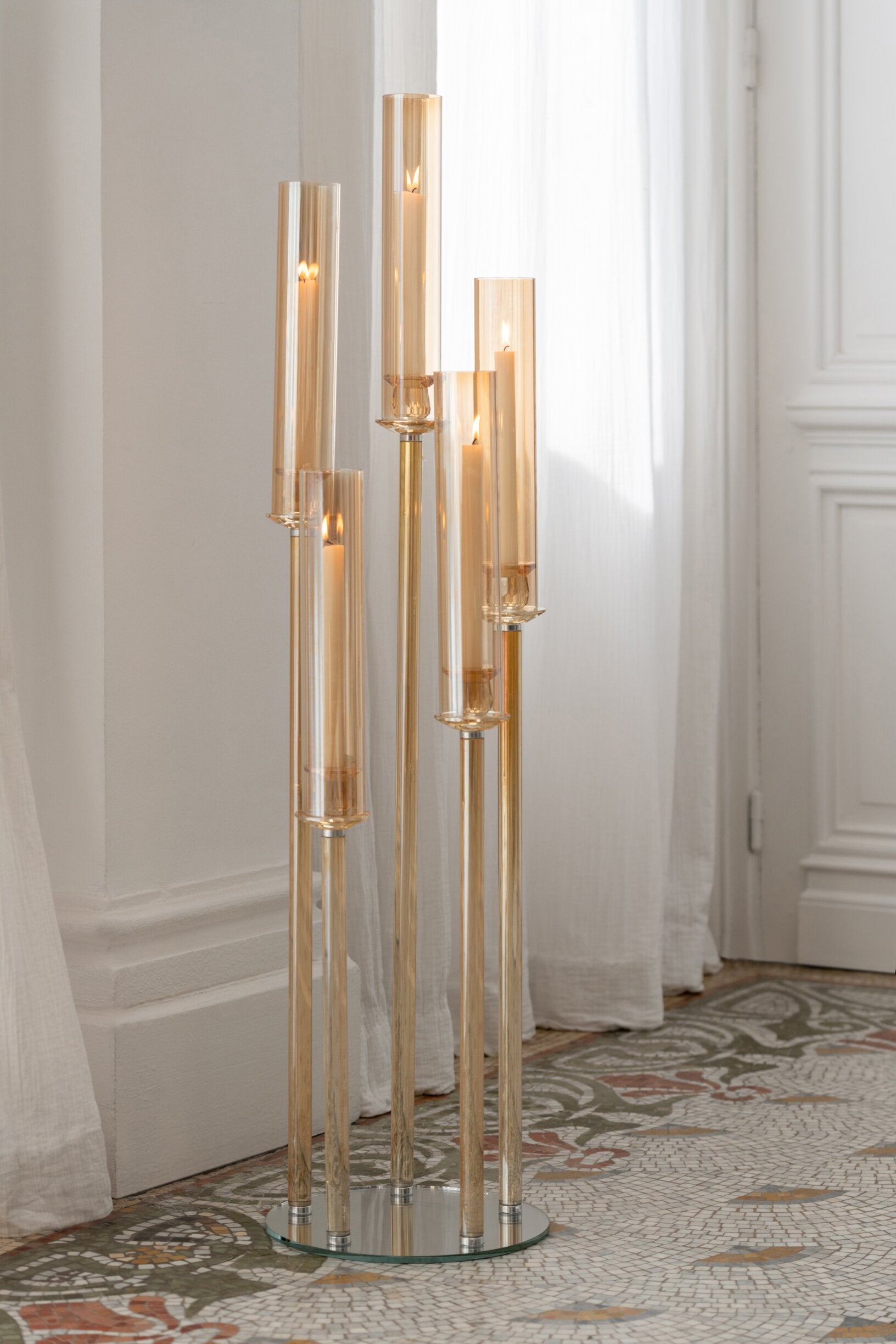 Candelabro Cristallo Oro 120 cm