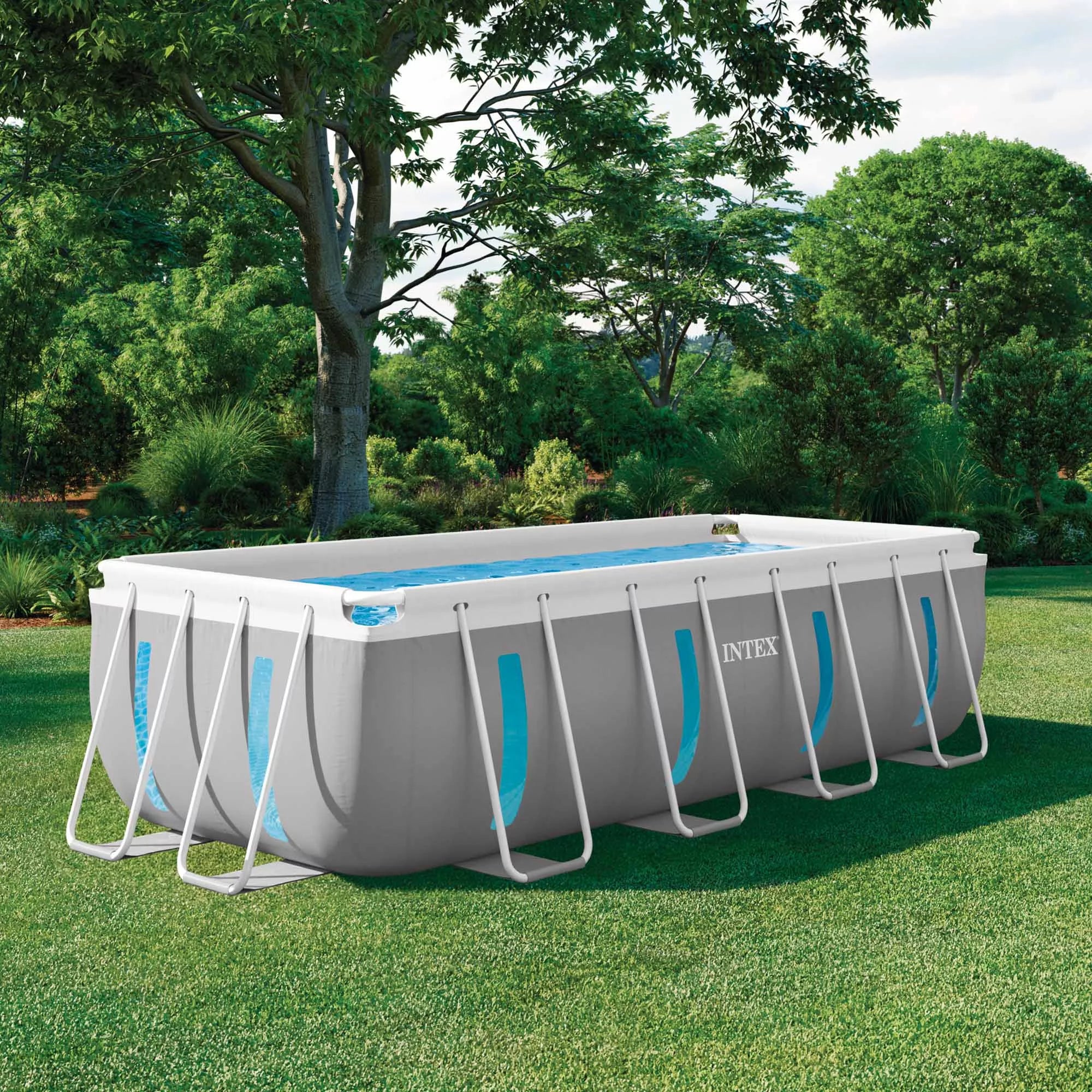 Intex Piscina Rettangolare Prisma Frame Clearview 26770NP Grigio Chiaro
