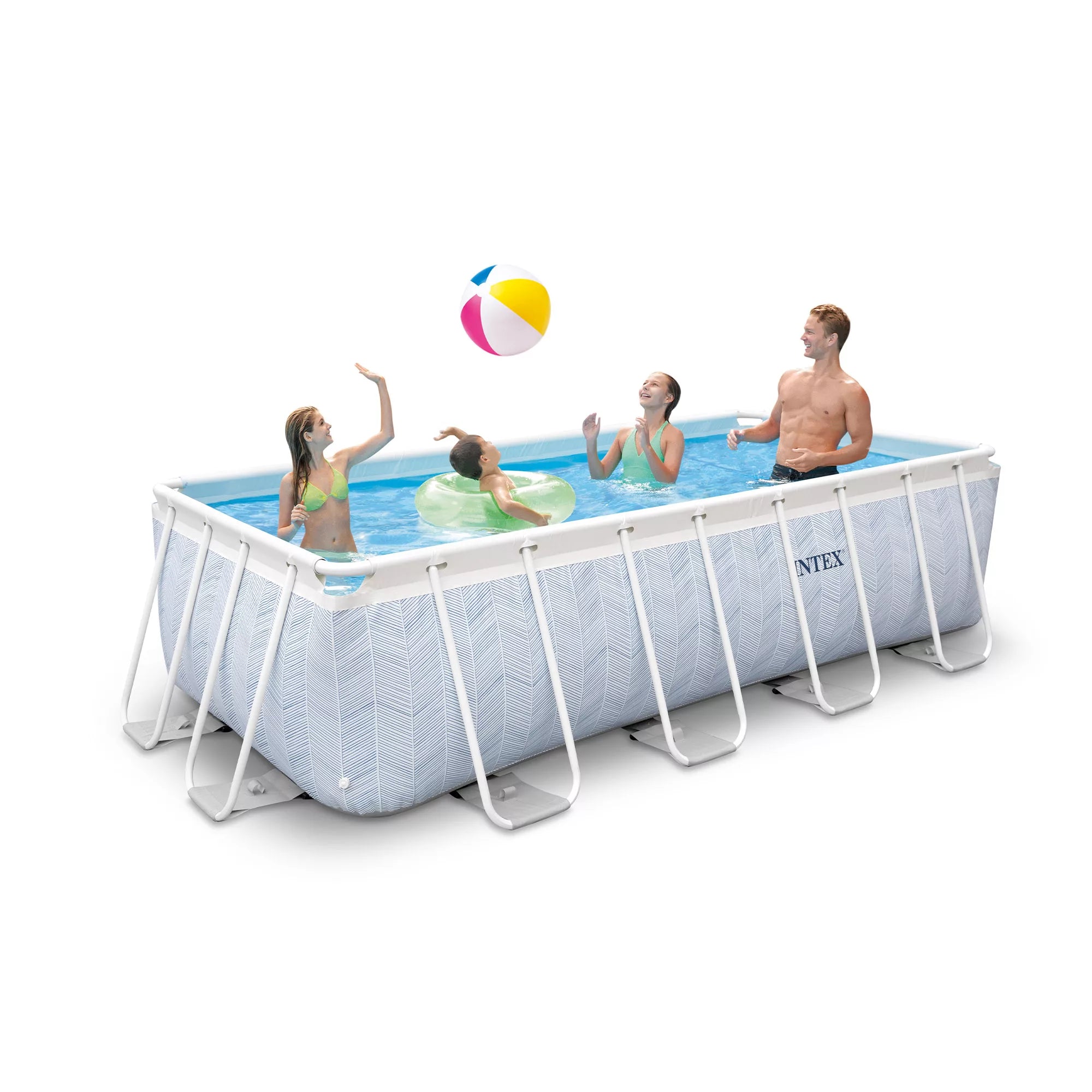 Intex Piscina Rettangolare Prisma Frame Chevron 400cm x 200cm x 100cm