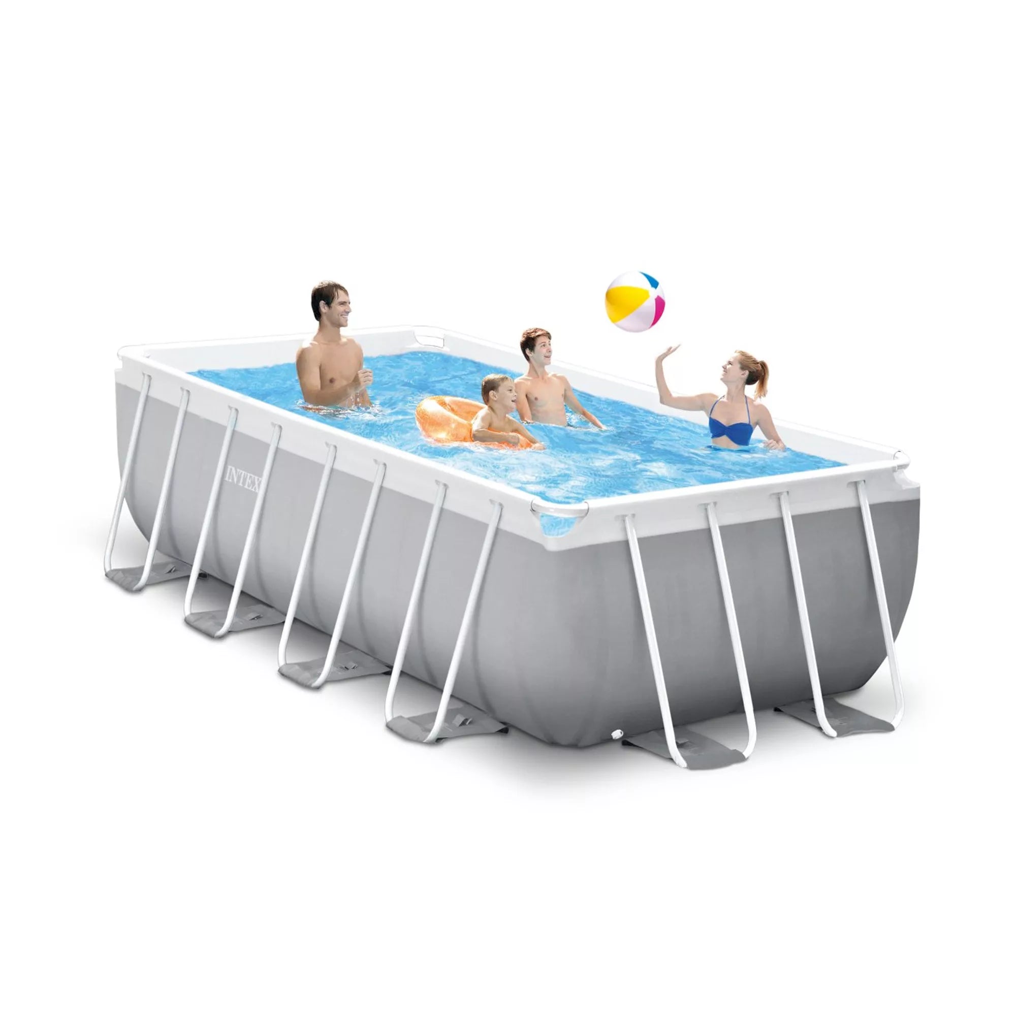 Piscina Rettangolare Prisma Frame 400x200x122cm Grigio Chiaro Intex