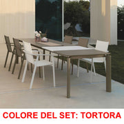 OFFERTA SET DA PRANZO TAVOLO ALL. MILO 160/215X95+ 4 POLTRONE TORTORA