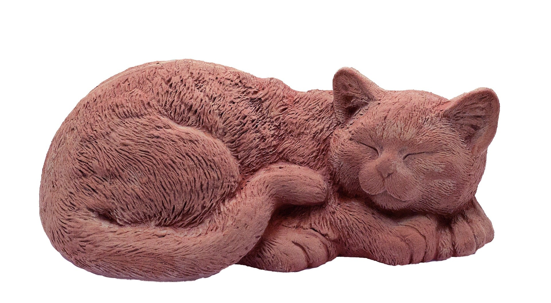 DECORAZIONE GATTO CHE DORME RIFINITA A MANO 27CM IN TERRACOTTA
