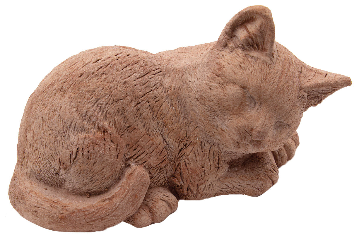 DECORAZIONE GATTO CHE DORME RIFINITA A MANO 19CM IN TERRACOTTA