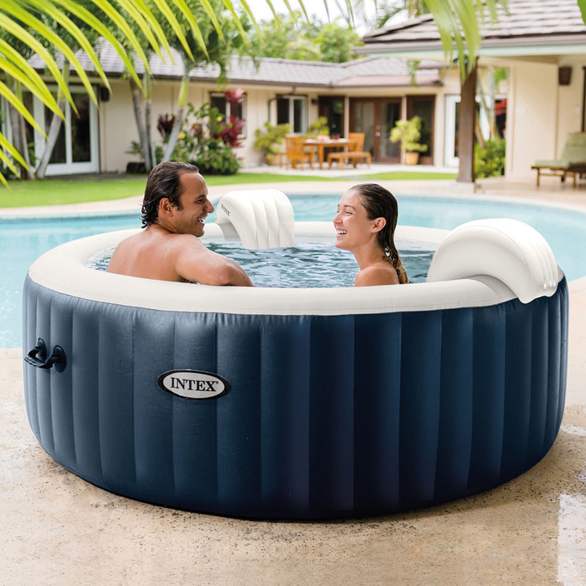 PISCINA SPA IDROMASSAGGIO BUBBLE MASSAGE BLU NAVY 4 POSTI 196 X 196 X 71 CM