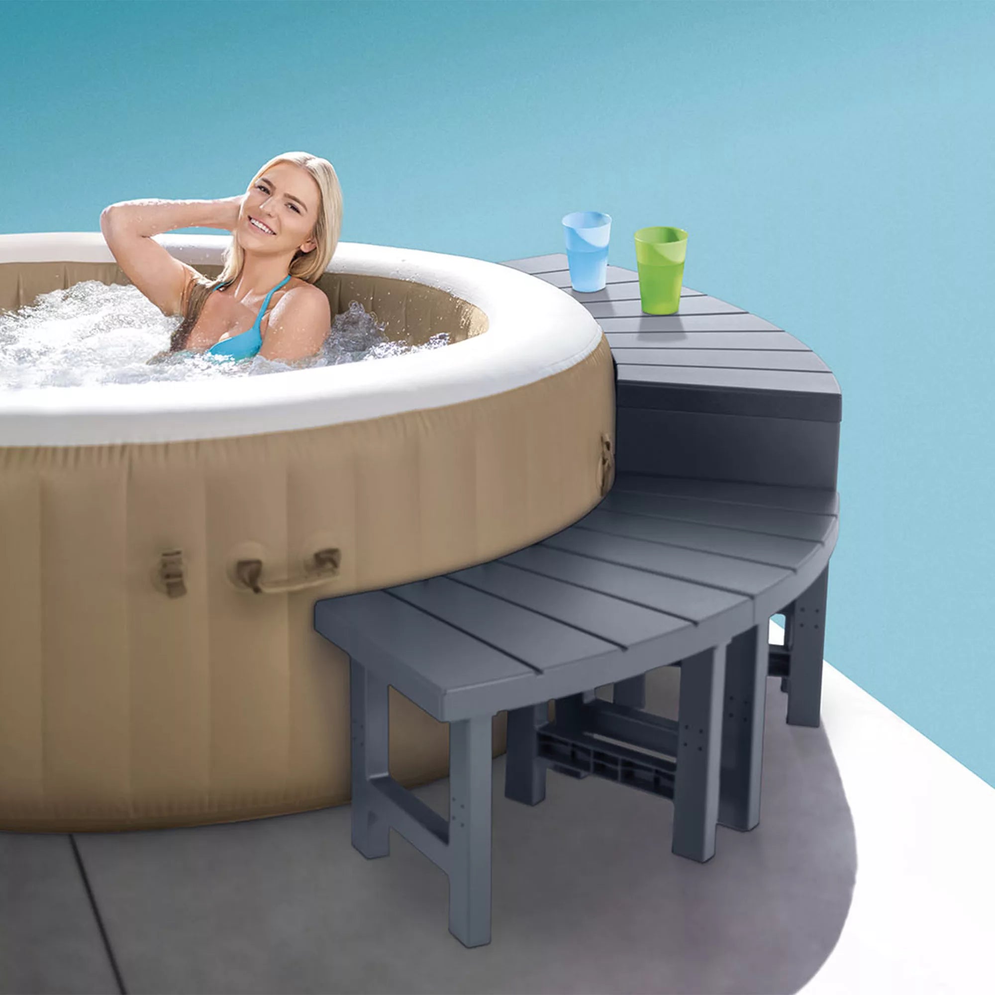 Panchina per PureSpa Rotonda 4 posti 2 pezzi medi e 2 pezzi alti Marrone INTEX
