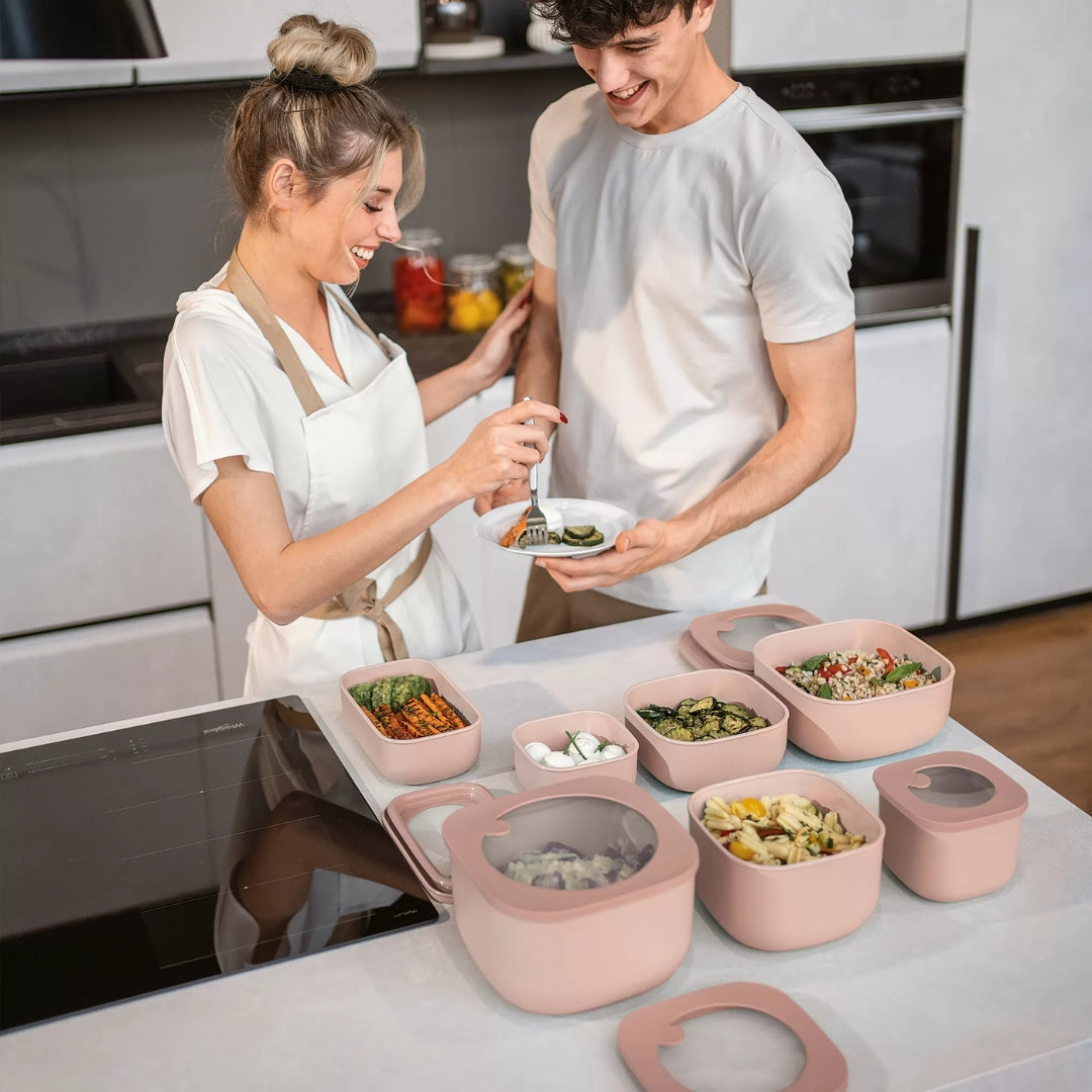 CONTENITORE ERMETICO 975CC "STORE&MORE BIO" PER FRIGO/FREEZER/FORNO A MICROONDE ROSA
