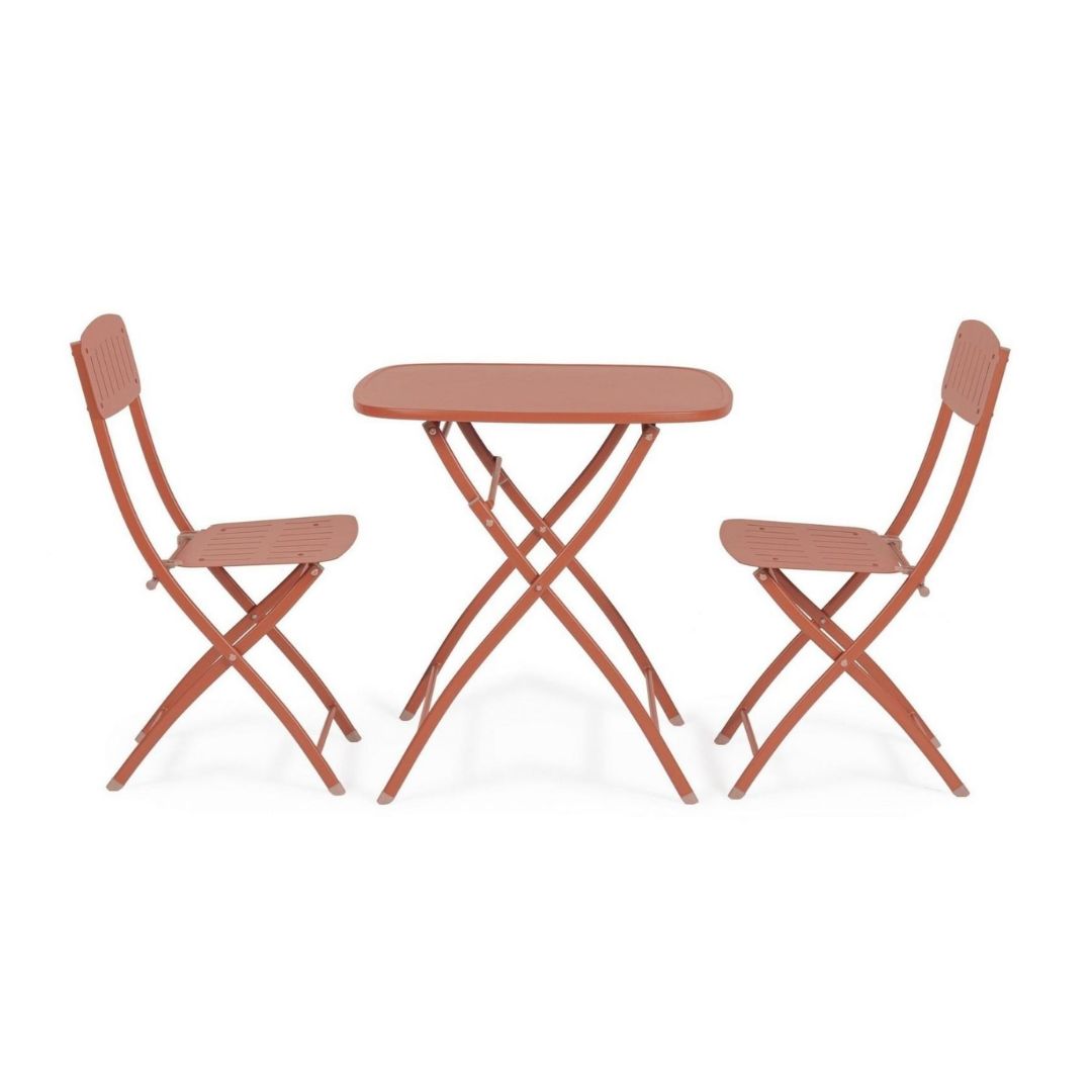 Set Bistro Yvonne Tavolo 70x70x72cm Sedie 44x50x85cm Terracotta BIZZOTTO