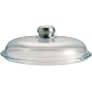 COPERCHIO IN VETRO BOMBATO D28 CM POMOLO IN ACCIAIO INOX