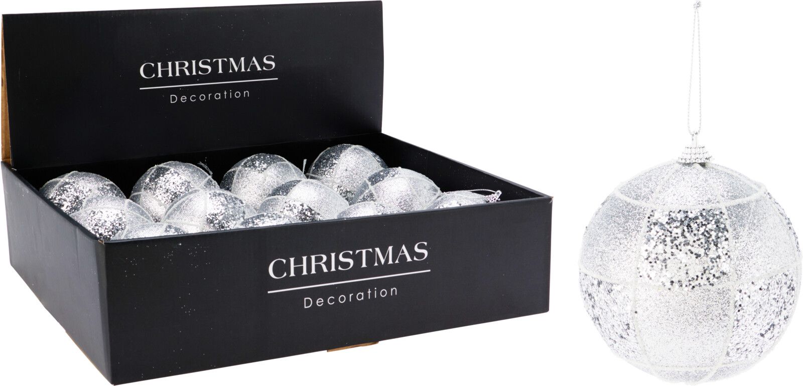 pallina di natale Glitter Natalizia 10cm Argento