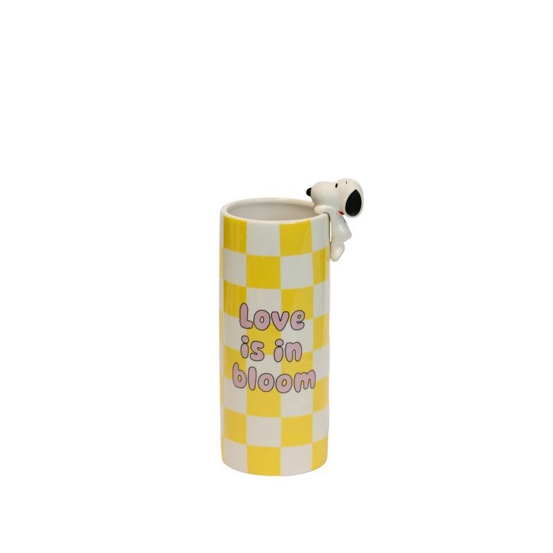 BLOGO Vaso in Ceramica con Statuetta 3D "Snoopy Love is in Bloom" - Giallo