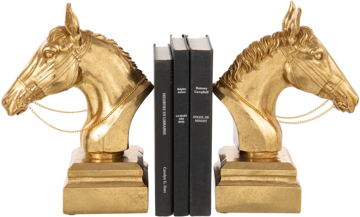 Set 2 Fermalibri Cavallo 43x12x29 cm Oro