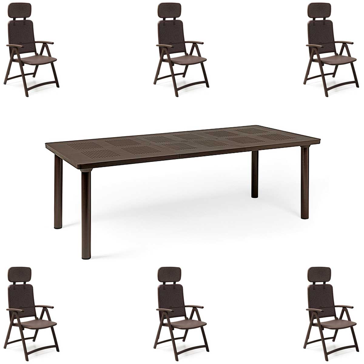 OFFRE : TABLE EXTENSIBLE LIBECCIO 160/220CM + 6 FAUTEUILS AQUAMARINE DANS LA COULEUR DE VOTRE CHOIX