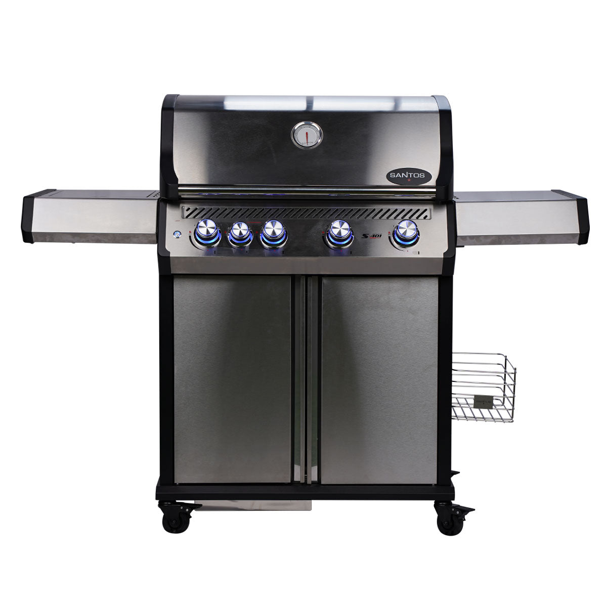 Barbecue a Gas con Fornello Laterale 80kg Acciaio Inossidabile Santos