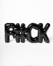 BLOGO Scritta decorativa in ceramica Fuck Nero 24x11cm