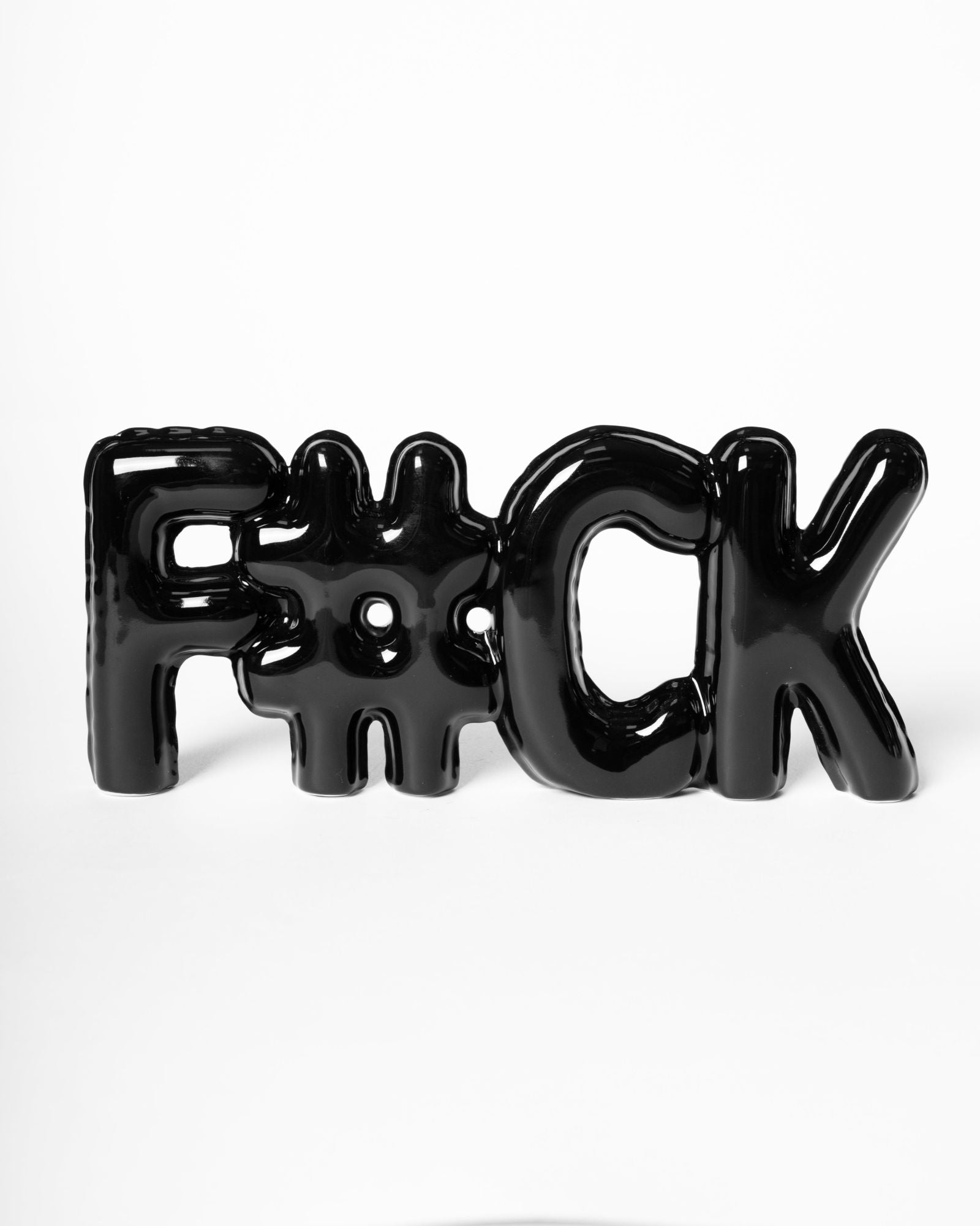 BLOGO Scritta decorativa in ceramica Fuck Nero 24x11cm