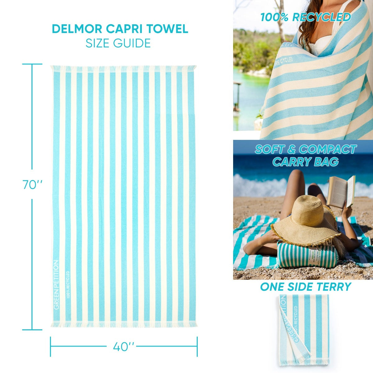 TELO MARE DELMOR CAPRI 100X180CM GREEN PETITION