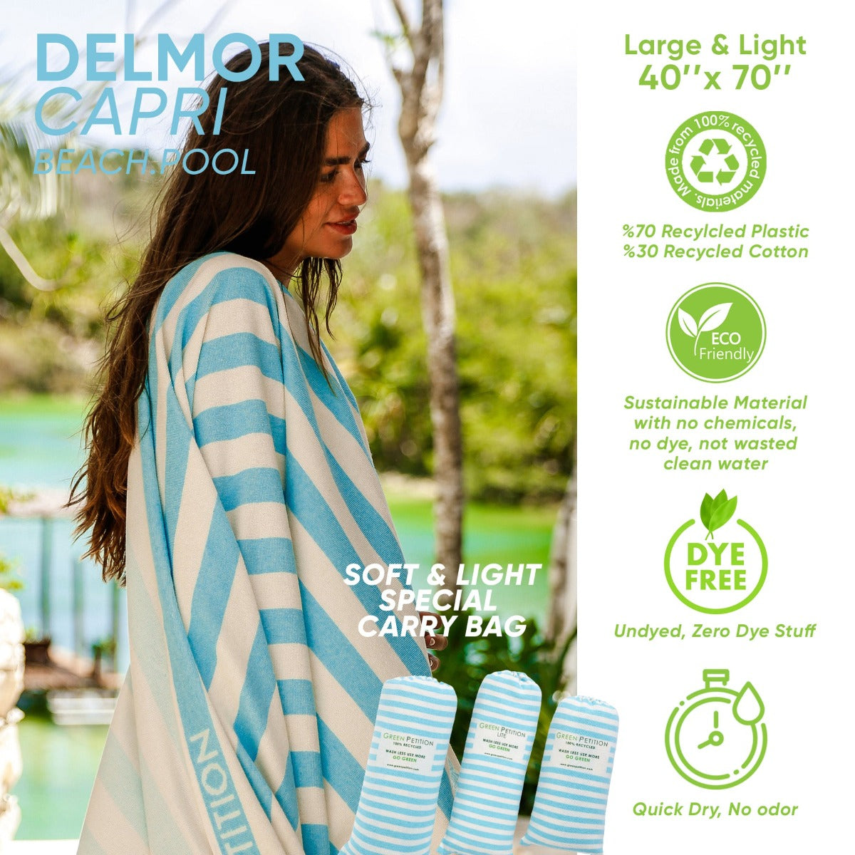 TELO MARE DELMOR CAPRI 100X180CM GREEN PETITION