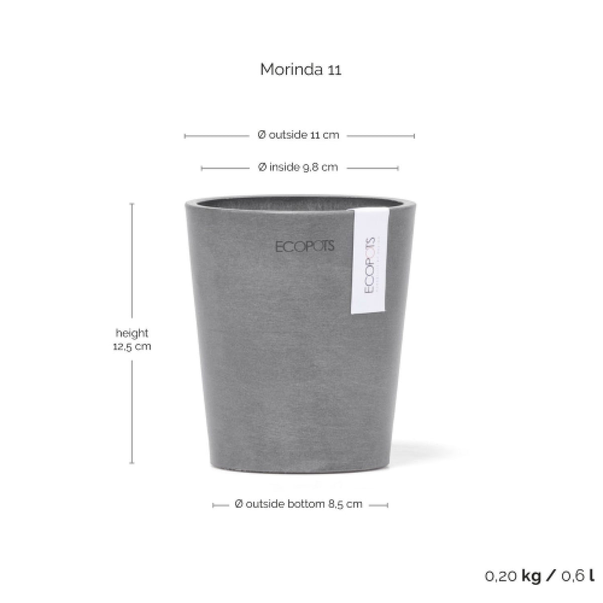 Vaso Per Orchidee Morinda D11 H12.5 Grey Ecopots
