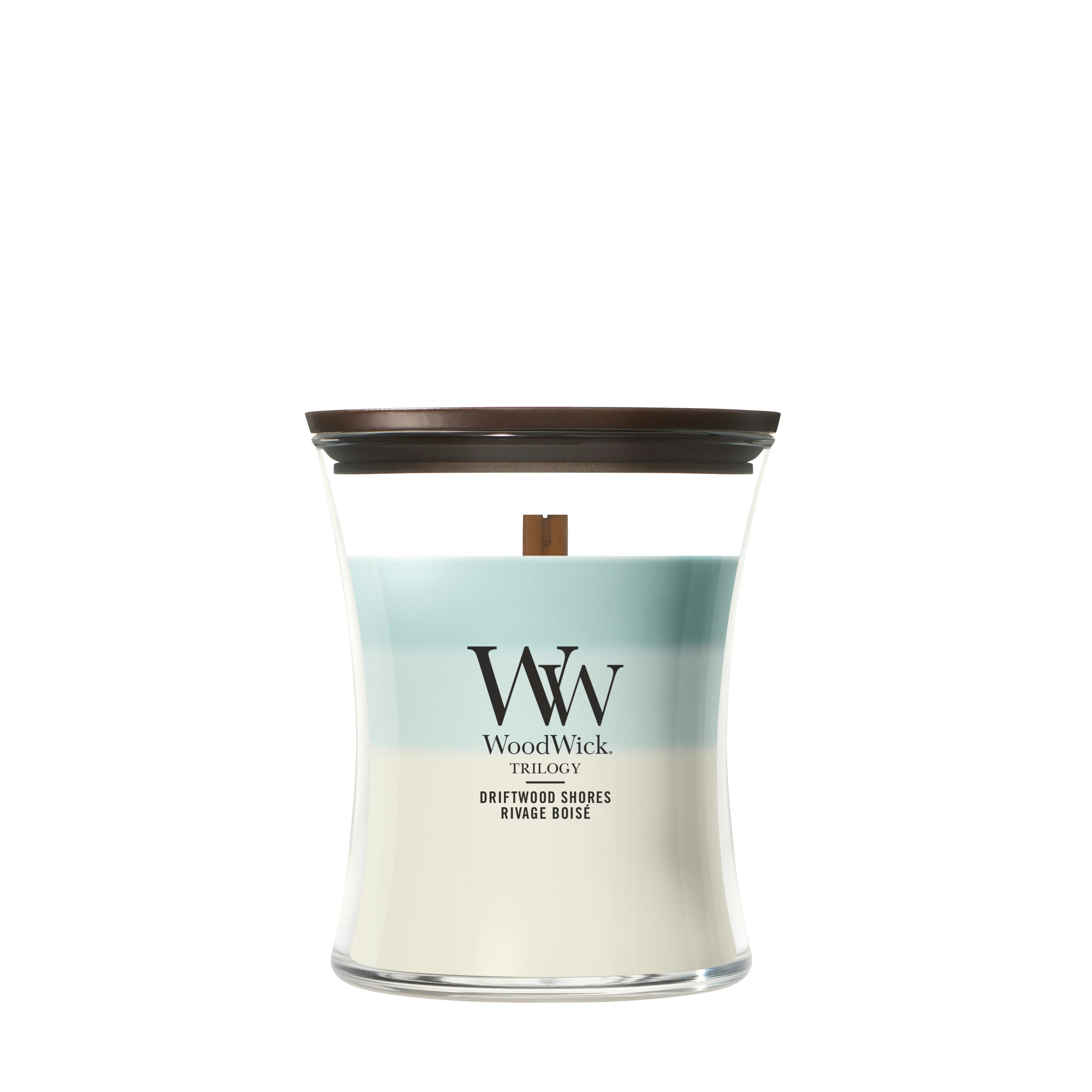 Candela a clessidra Trilogy Driftwood Shores 275g Woodwick