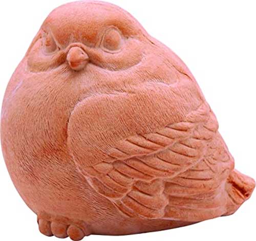 DECORAZIONE PASSEROTTO GRASSO RIFINITA A MANO 18CM IN TERRACOTTA