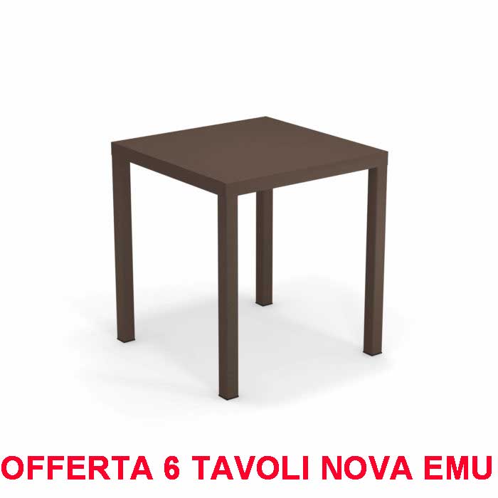 OFFERTA 6 TAVOLI NOVA 70X70 MARRONE INDIA