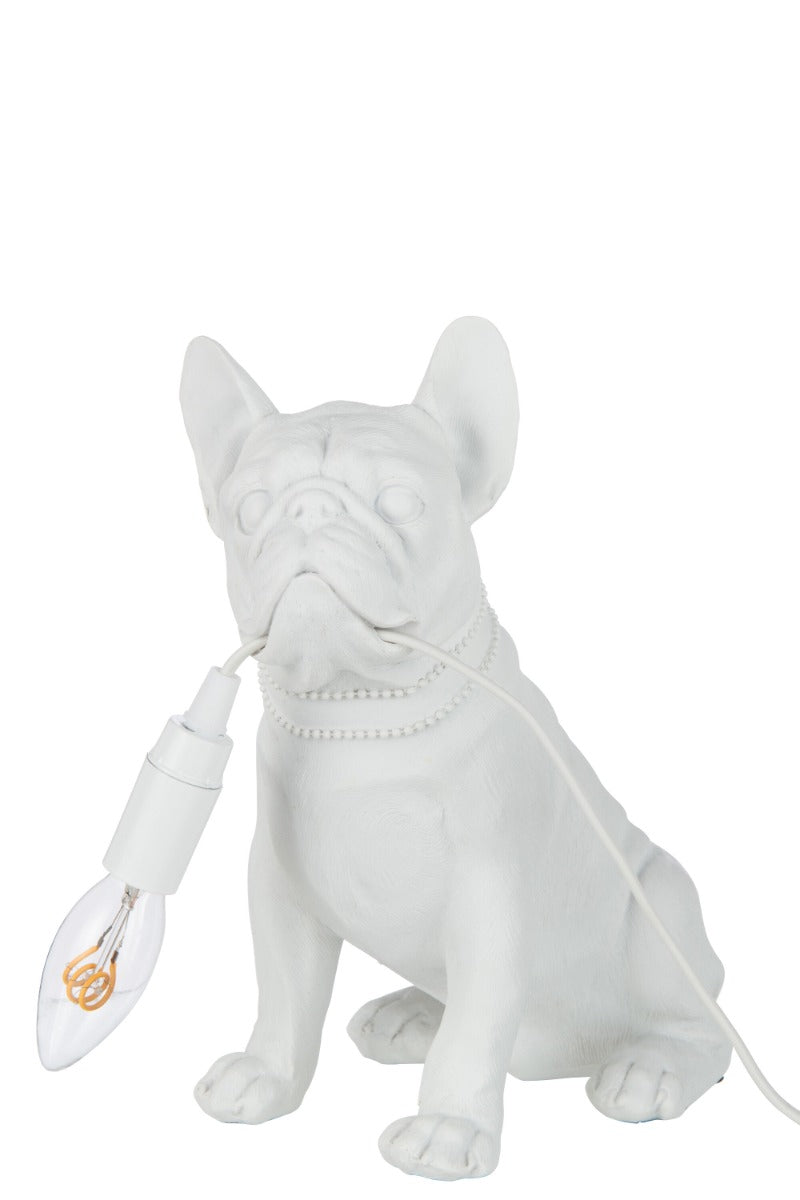 LAMPADA BULLDOG, RESINA, BIANCO