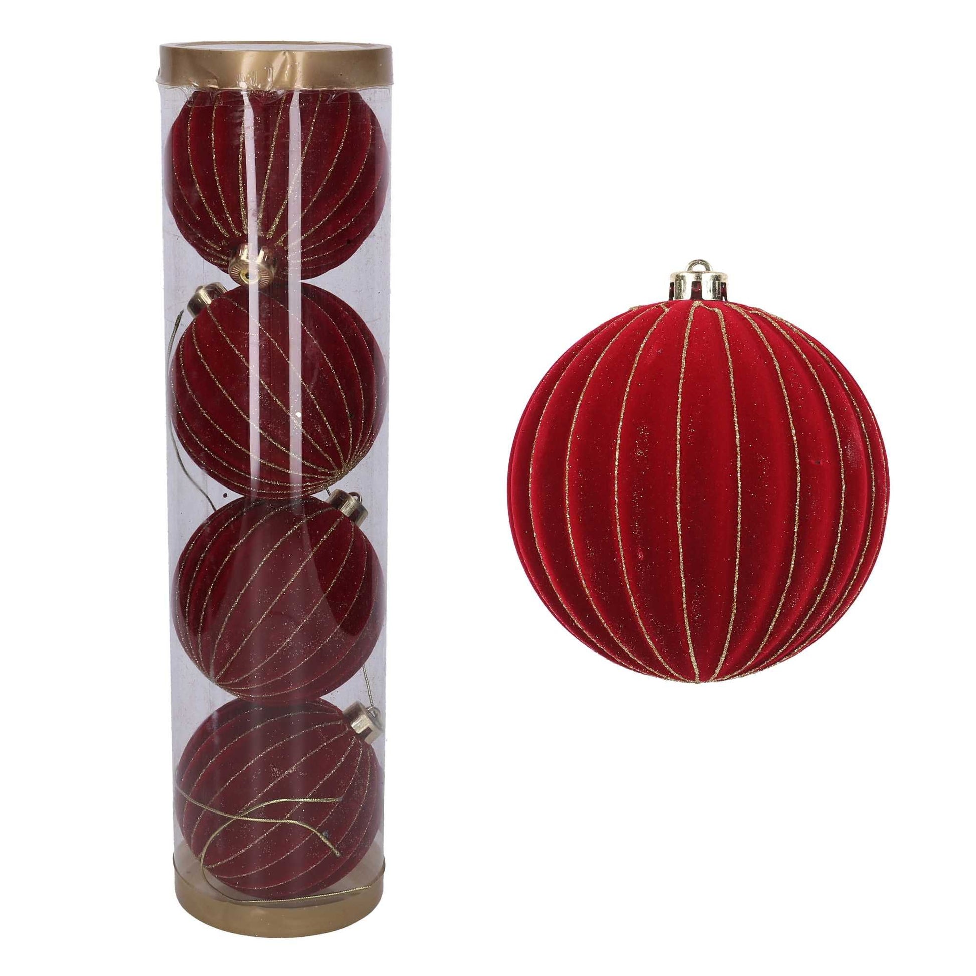 4 Palline di Velluto D.12 cm Bordeaux