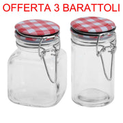 OFFERTA SET 3 BARATTOLI IN  VETRO 250ML 6X11CM PER CONSERVE ANTIPASTI