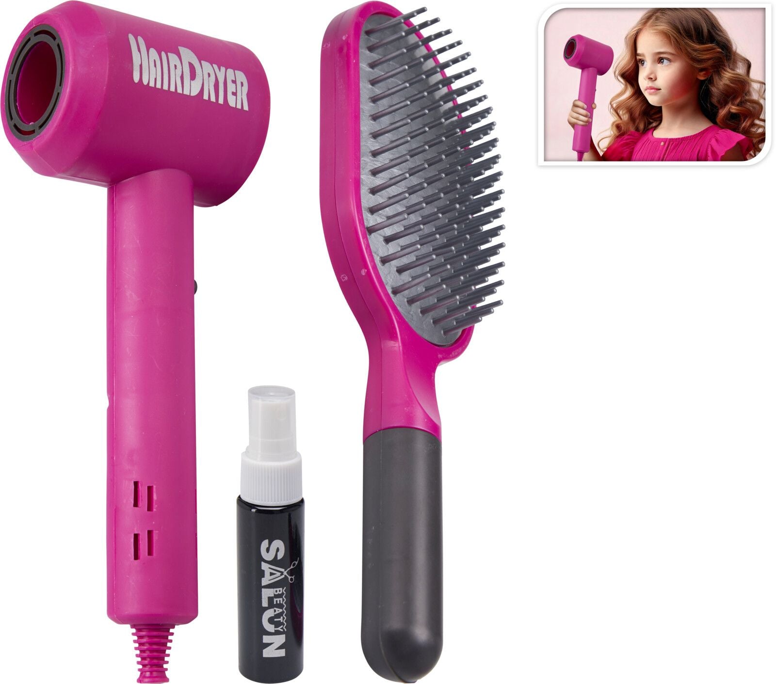 Asciugacapelli Giocattolo con Accessori - Rosa